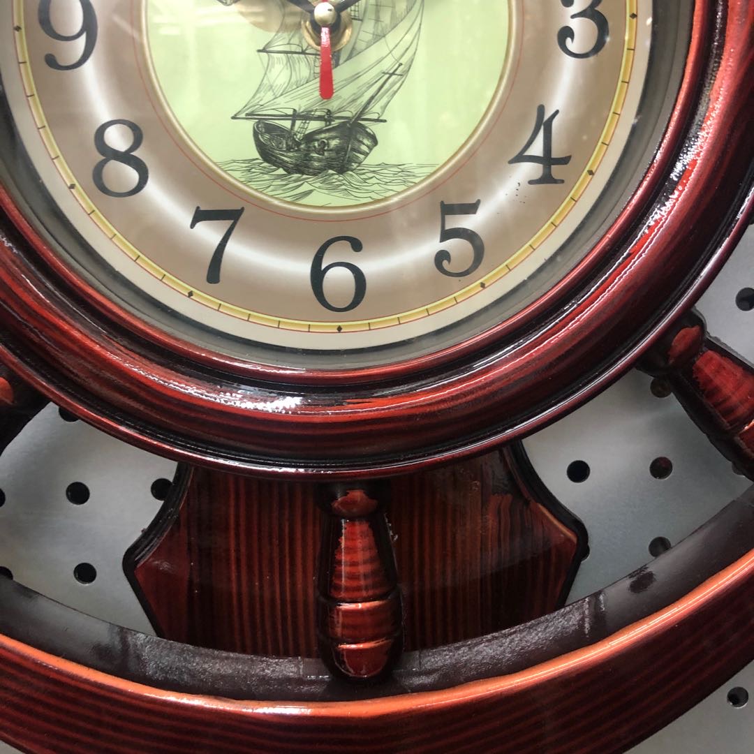 钟表挂钟客厅美式双面挂钟创意欧式金属静音实木艺术装饰钟表时尚细节图