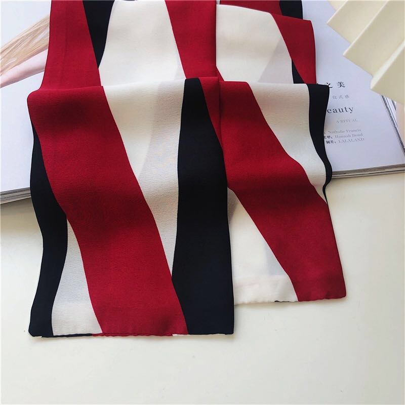 Women's Fashion Trend Casual Everything Simple Silk Striped Scarf Silk Scarf Specification drawing