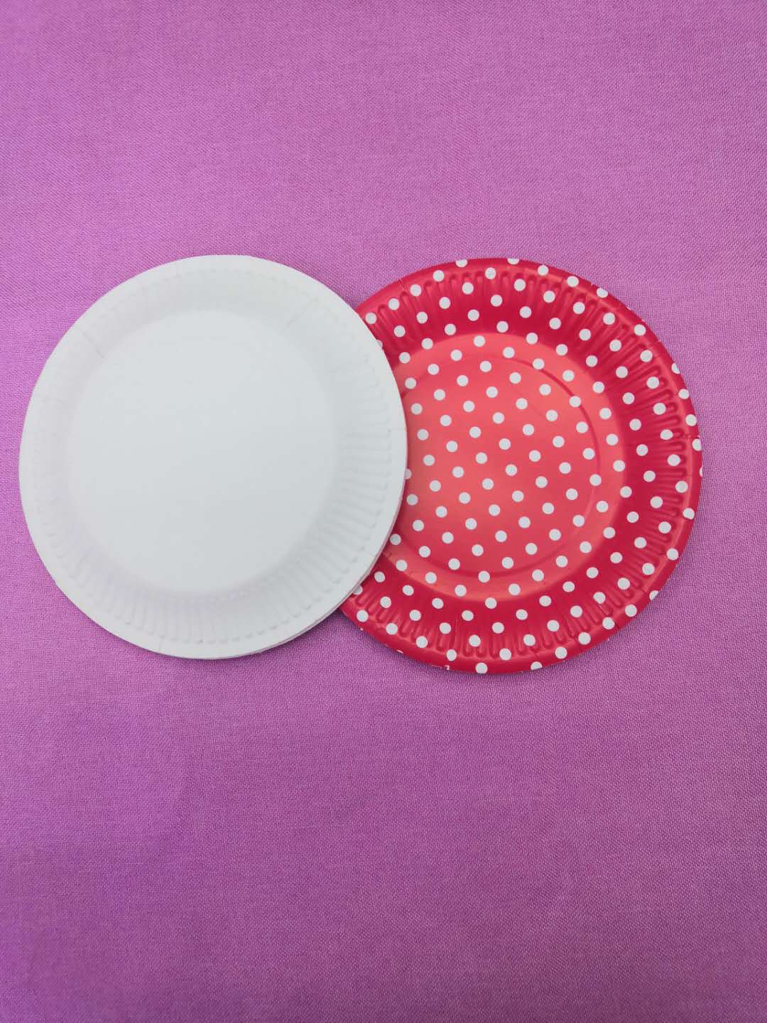 儿童生日派对圆点餐盘一次性7寸白卡手工DIY纸盘幼儿园波点纸盘细节图