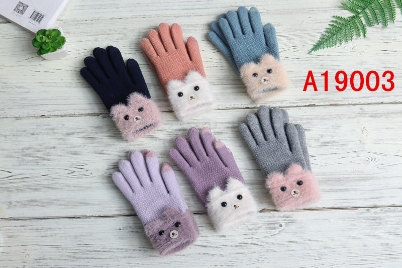 Gloves Full Finger Touch Screen Autumn And Winter Wool Thickened Cute Warm Cold Windproof Male And Female Students Outdoor