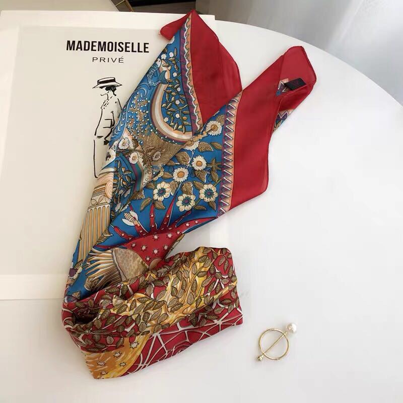 New Tree Of Life Silk Satin Scarf For Spring And Fall details Picture