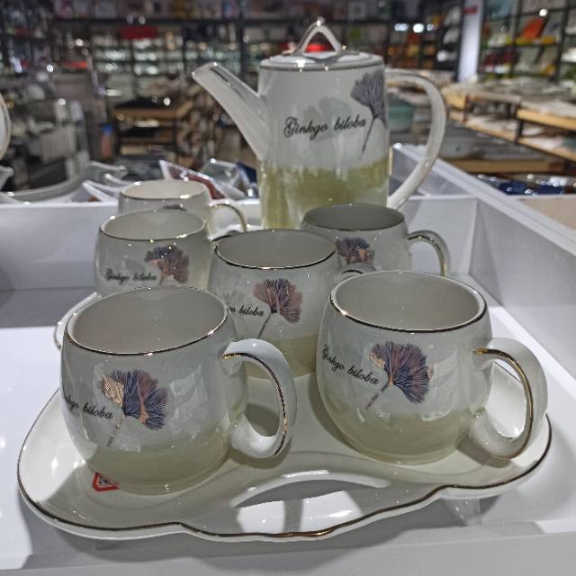 Maple Leaf Pearl glaze tea set with household hotel supplies