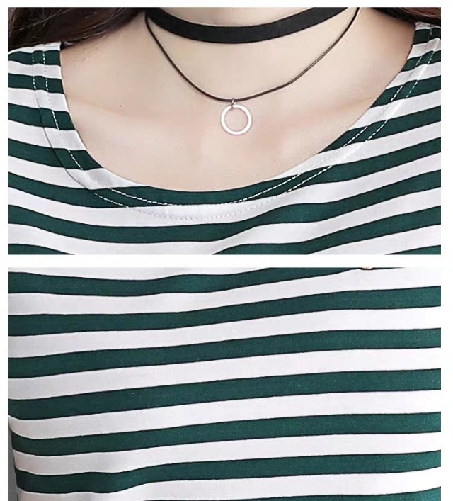 夏季韩版新款条纹纯棉短袖T恤女宽松个性百搭上衣ins潮产品图