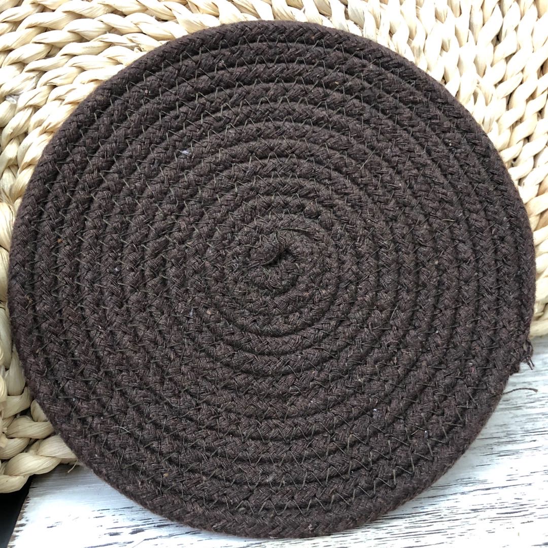 圆形咖色棉线编加防烫垫碗垫锅垫隔热垫茶垫手工编织加厚餐垫