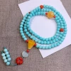 Natural turquoise and Hetian jade hand-woven rope bracelet Xiangyu 00044 details Picture