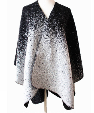 Women's Fashion Trend With Warm Loop Yarn Gradient Split Cape