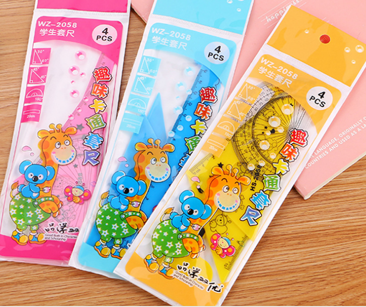 日韩一套韩国简约可爱卡通小学生用套尺塑料直尺
