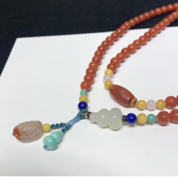 A natural premium Nan Hong Buddhist prayer bead bracelet with 108 pieces and a multi-treasure circular bracelet Specification image