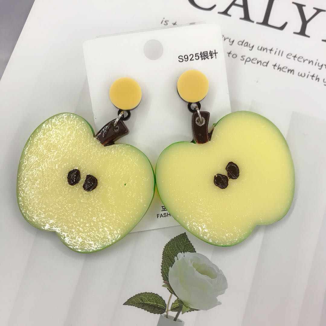 Fashion design green apple earrings sweet lovely girl earrings thumbnail