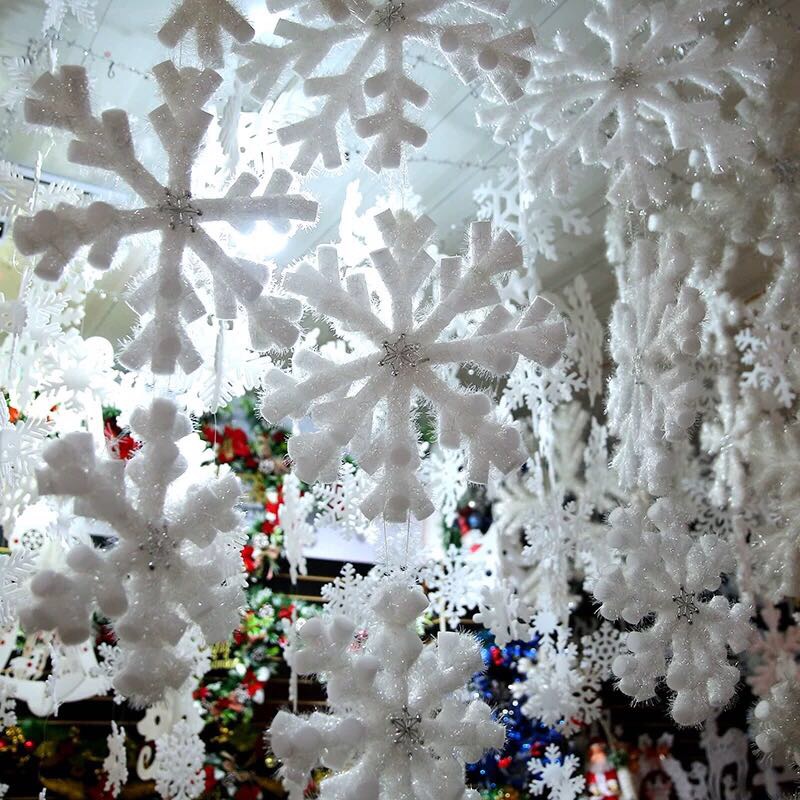 圣诞节装饰品雪花片雪花串立体贴泡沫大圣诞树挂件装饰品布置雪花详情图2