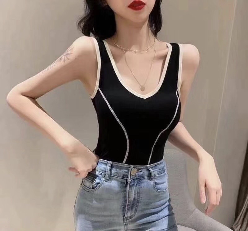 Halter Vest Women Four Seasons New Slim-Fit Bottom Shirt Solid Color Anti-Naked Underwear Korean Version Of The Shirt details Picture