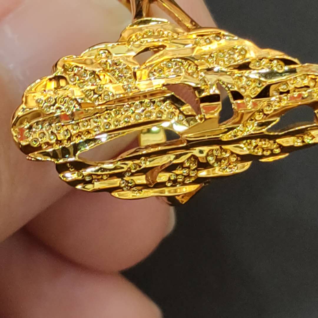 The latest gold imitation successful men's style hollowed-out pattern accessory ring Specification image
