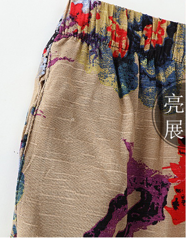夏季薄款中老年花裤大码宽松女裤直筒九分妈妈裤产品图