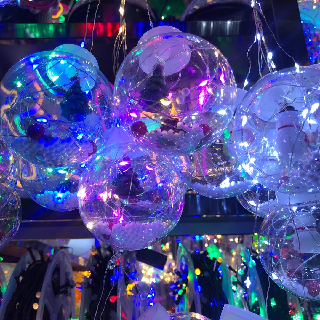 五彩灯球圣诞树透明装饰灯礼物装饰灯球细节图