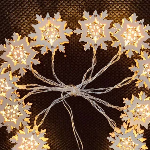 Christmas Decorative Lights Led Light String Lights Internet Red Romantic Small Light Bulb House Small Cage Super Snowflake Shape New Year Stars Point 111 Lights Lighting