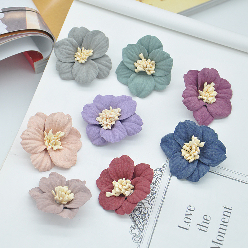 Korean version of the microfiber skin flower, flower, veins, hairpin, flower DIY accessories thumbnail