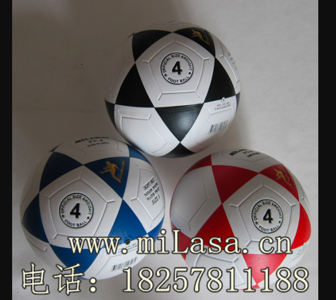 经典4号三家五角PVC贴皮足球 胶粘足球 MILASUN南非地区专供