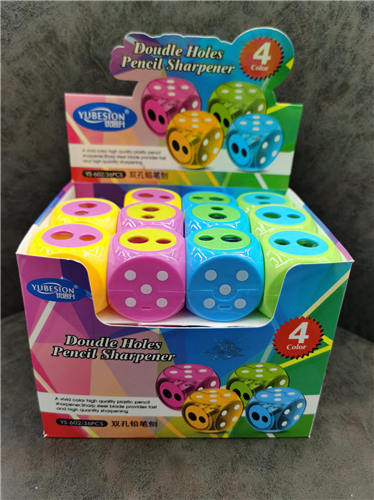 Dice pencil sharpener, double-hole creative large and small hole pencil sharpener, student office stationery, manual pencil sharpener