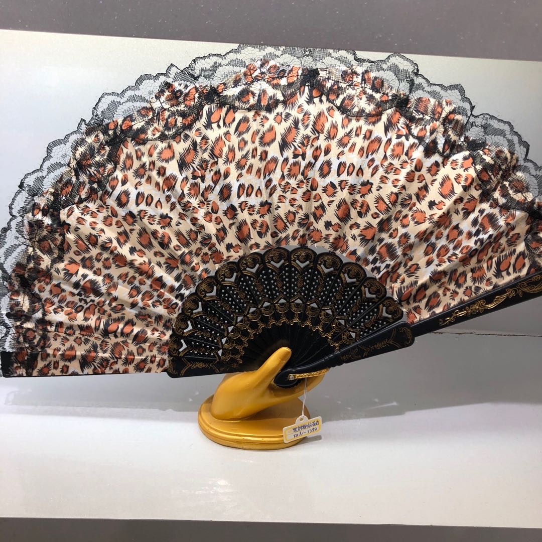 Leopard print cloth fan, dance fan, home decoration, props, gifts