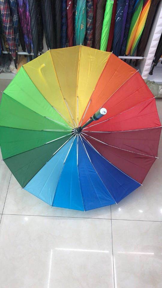 75 cm X16 hand-opened polyester silk fabric rainbow umbrella Specification image