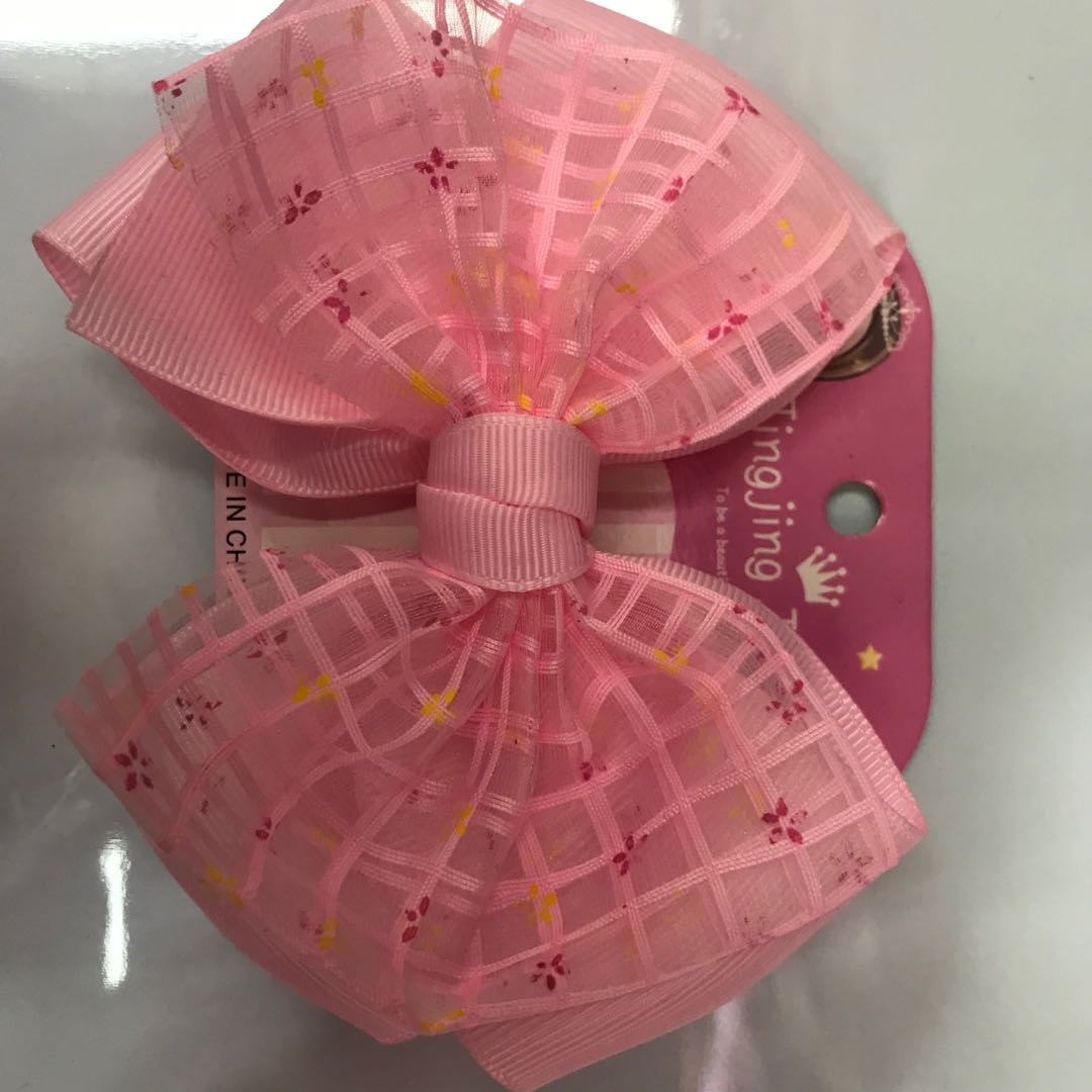 Factory direct sales of new style double-layer large bow duckbill clips with grid mesh yarn