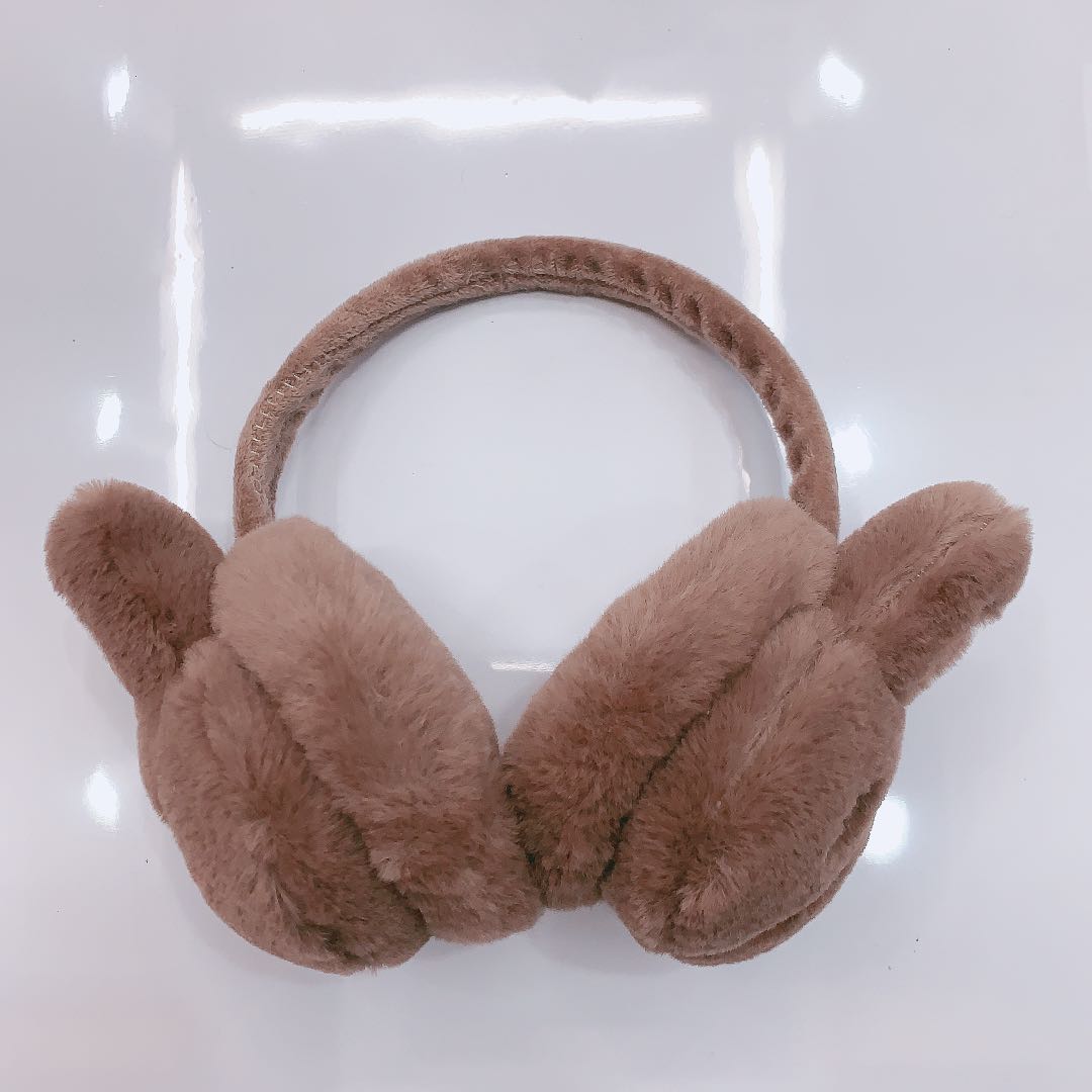 Cute student cartoon sequined rabbit ear earmuffs, warm and thick plush Korean-style ears