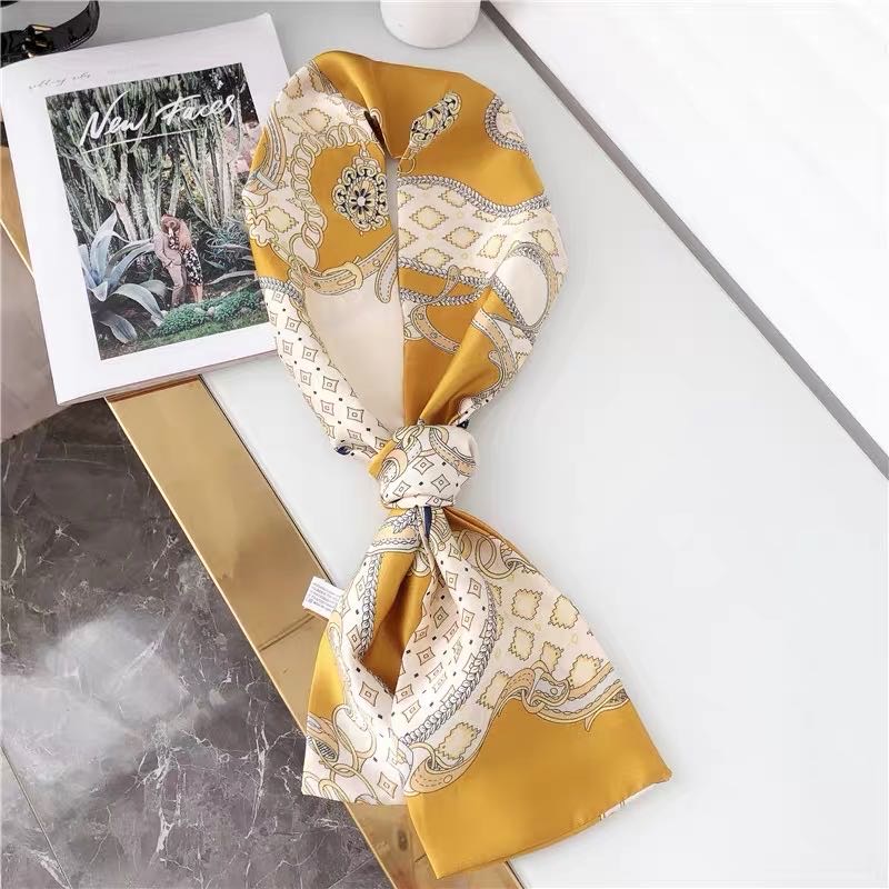 Brown Fashion Casual Scarf Silk Scarf Long Thin Spring And Summer Scarf