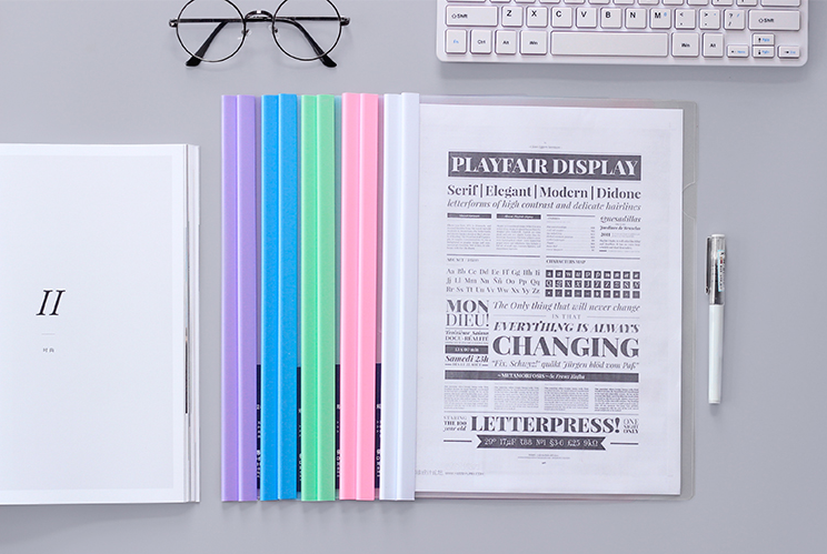 文件夹A4加厚大容量磨砂小清新透明抽杆夹