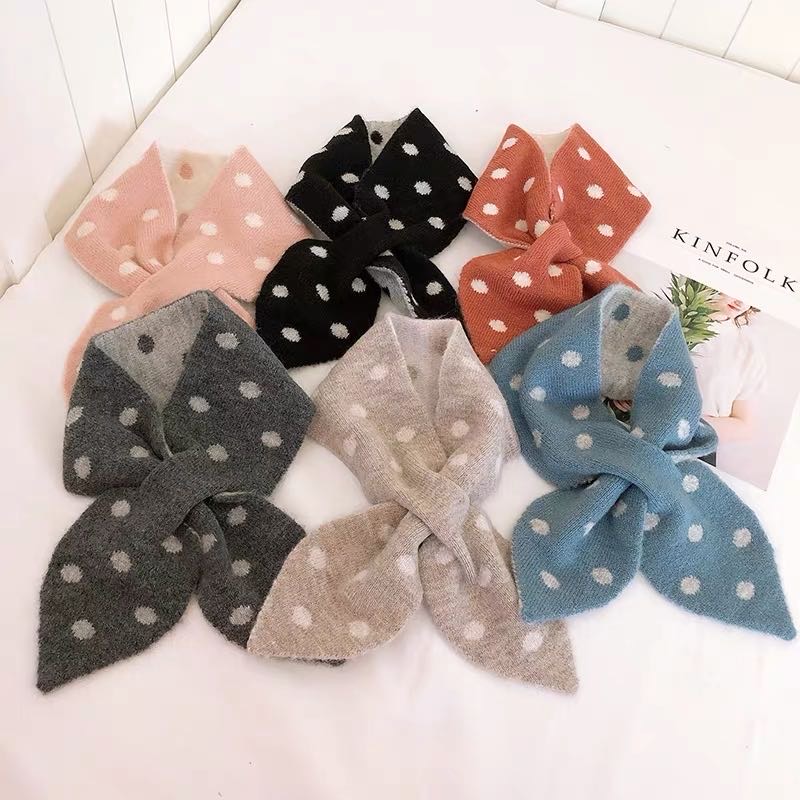 Candy Color Multicolor Optional Polka Dot Scarf Small Bow Tie Specification drawing