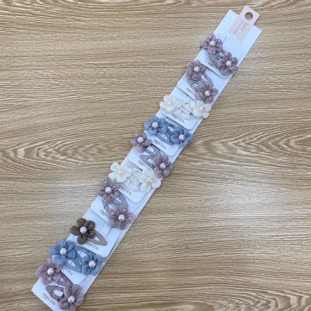 Hot new pearl flower children's fabric clip thumbnail