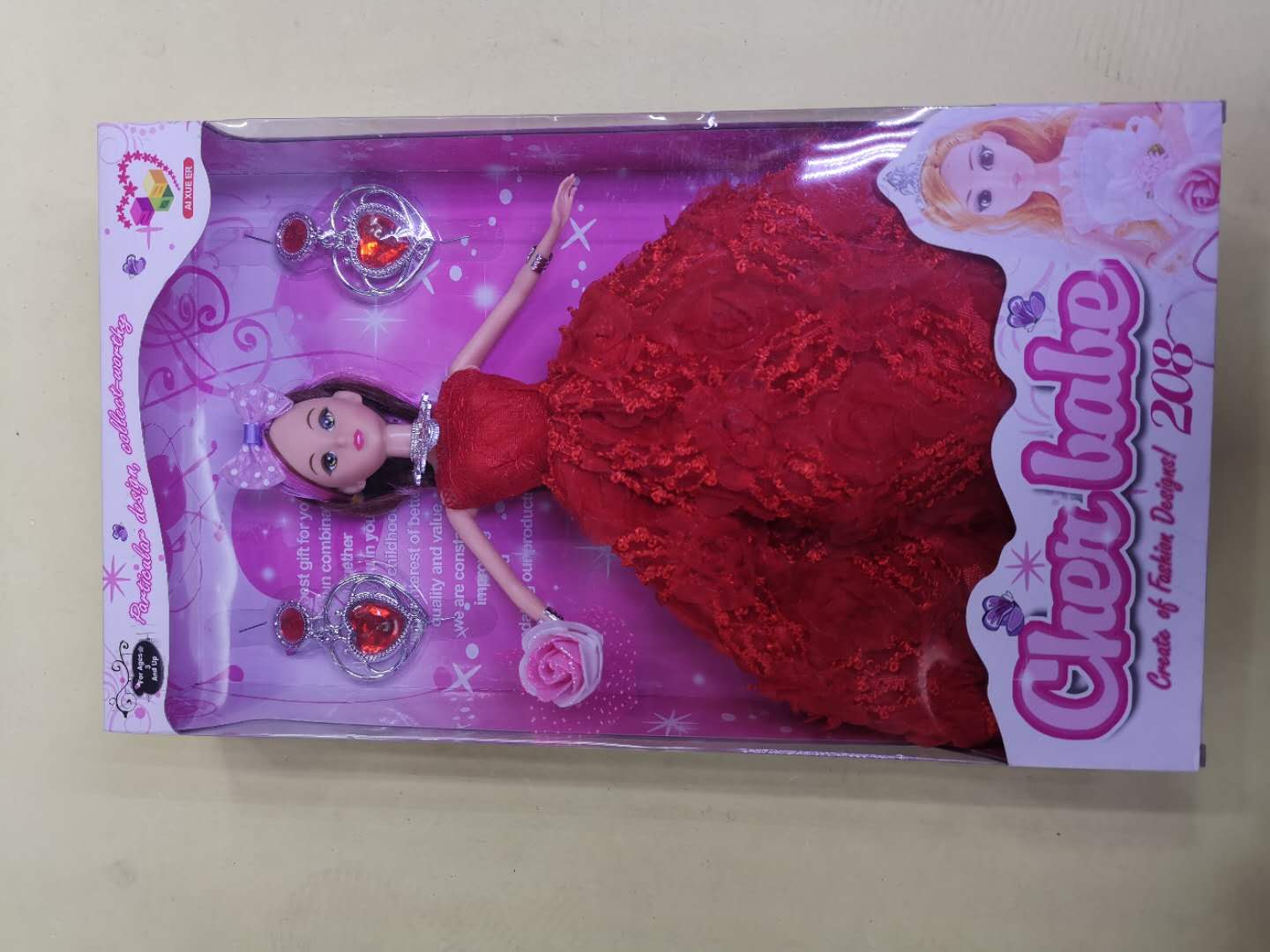 仿真洋娃娃芭比公主女孩单个娃娃玩具大礼盒红裙公主