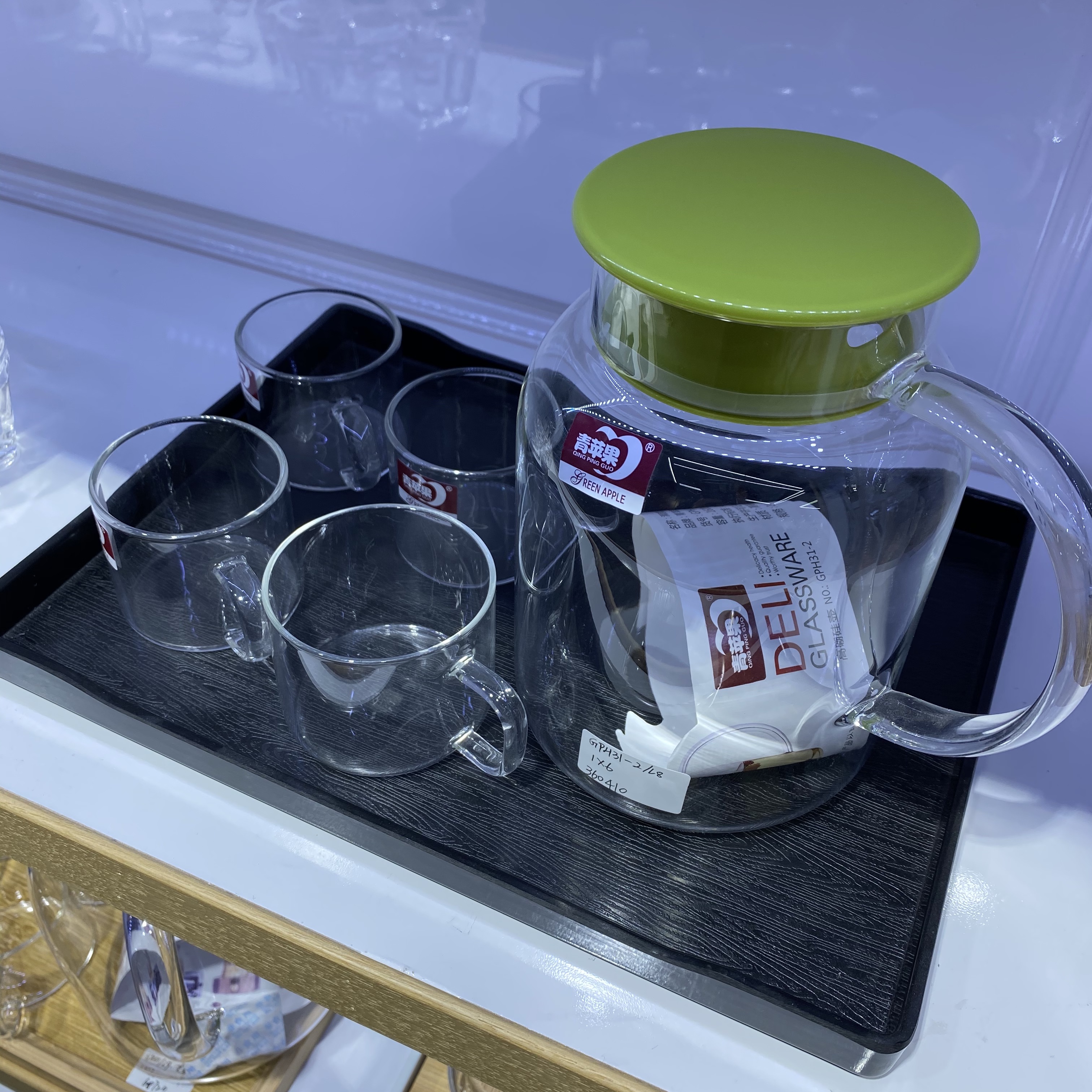 【 In-stock Sales 】 6 glass water bottles * 270ml glass cups, 1.4-liter cold water bottle, juice bottle set details Picture