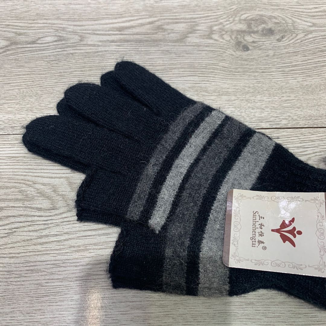 Sanhe Hengtai winter cold-proof wool gloves, two-finger exposed gloves, striped gloves, two-finger snow warm knitted gloves, starting from 420 yuan per box, mixed colors Specification image