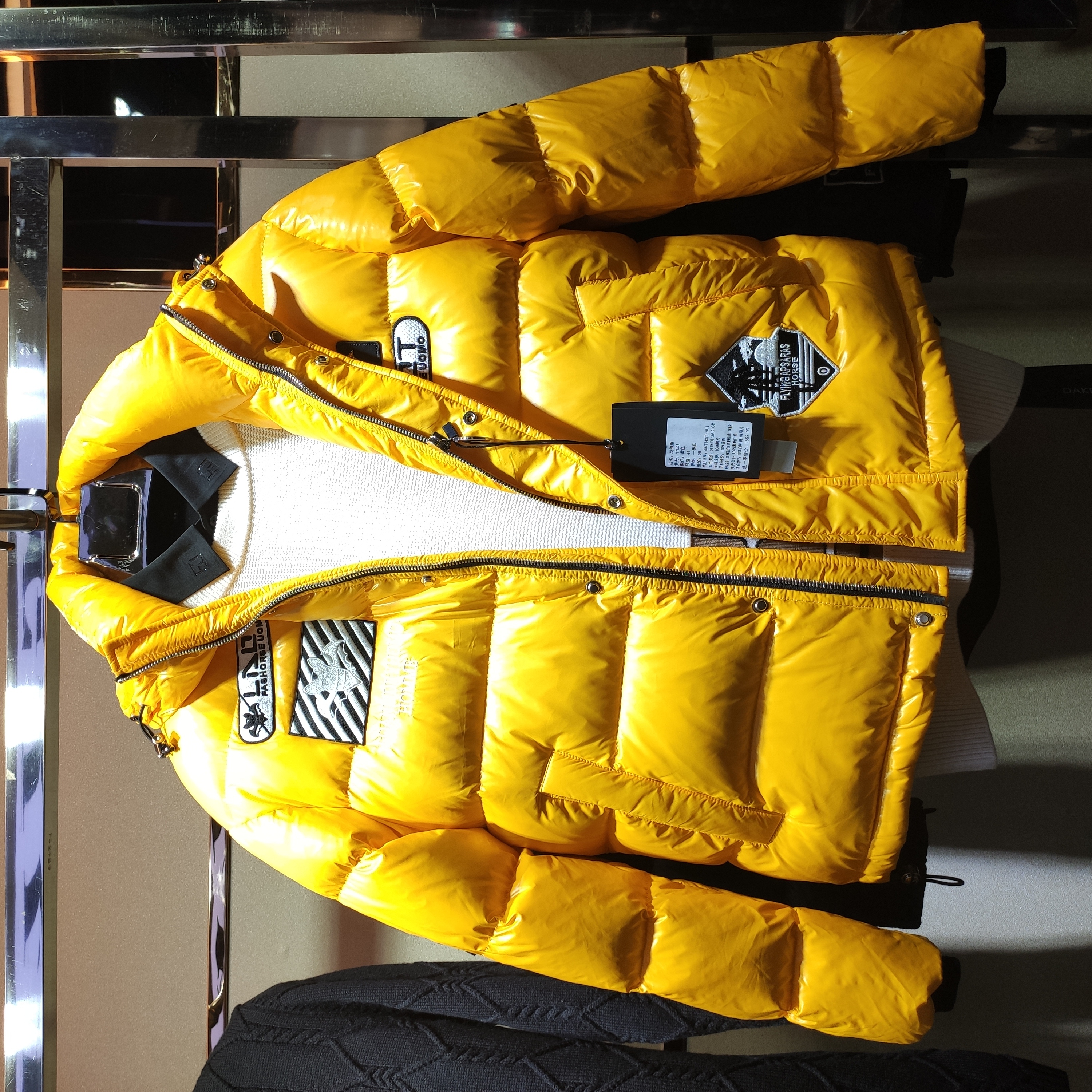 Bat pattern yellow loose cotton-padded suit for men thumbnail