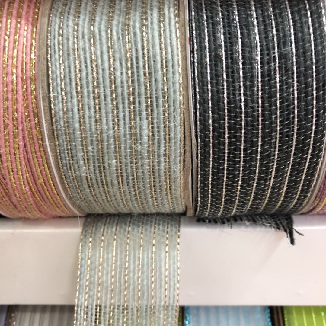 Colorful clothes and hats with hollowed-out golden edges, ribbon and bow DIY accessories, Korean colorful ribbons, handcrafted silk ribbons and webbing decorations details Picture