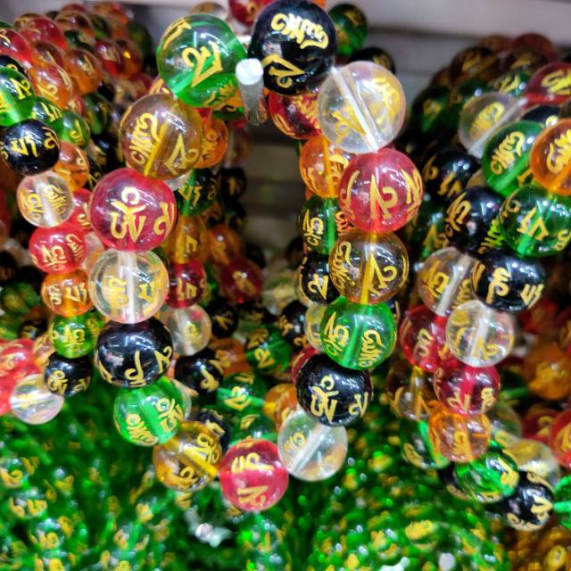 金纹透明菩提佛珠手链，手工艺品