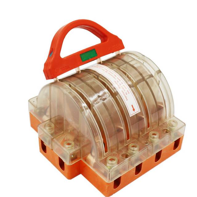 Three phase four wire 4P100A double throw double direction knife power switch all-pure copper knife belt with light transparent cover thumbnail