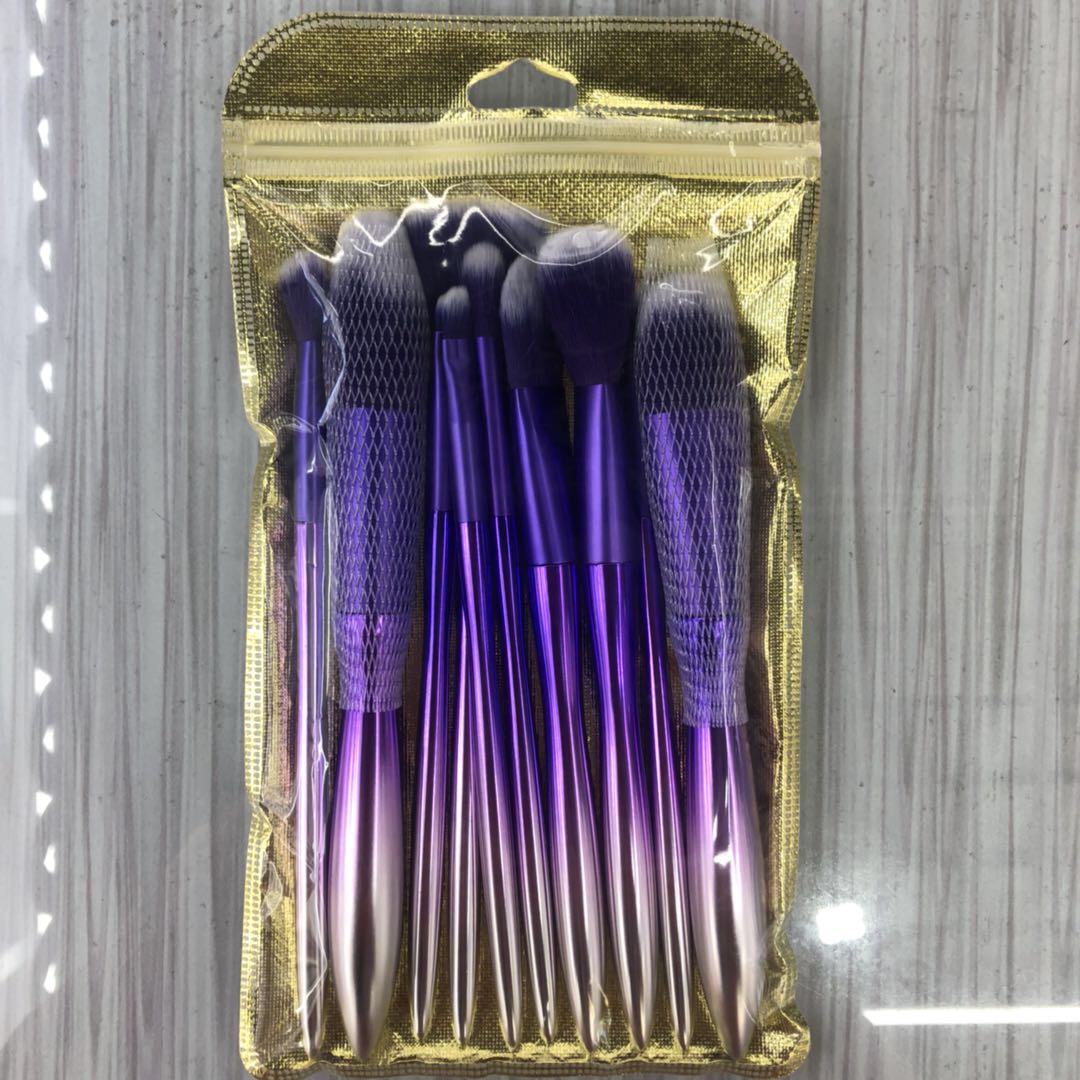Factory Direct Sales 11 Purple Aluminum Tube Makeup Brush Set Color Eye Brush Foundation Brush Beauty Makeup