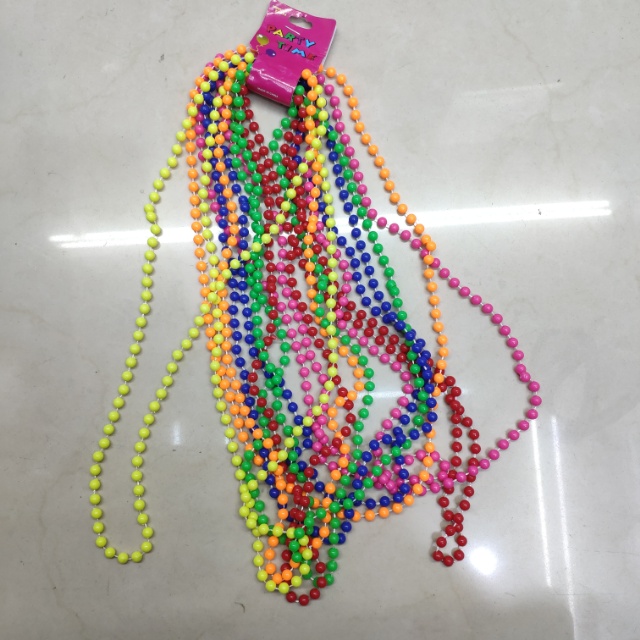 欧美服饰塑料荧光色珠链毛衣链儿童项链彩色珠子儿童项链礼物产品图