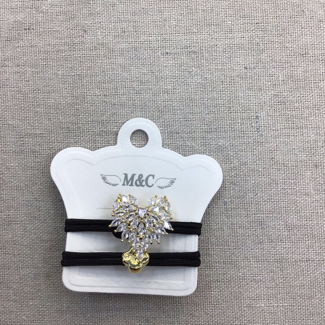 Korean-style diamond-encrusted angel wings double-strand nylon black rubber band