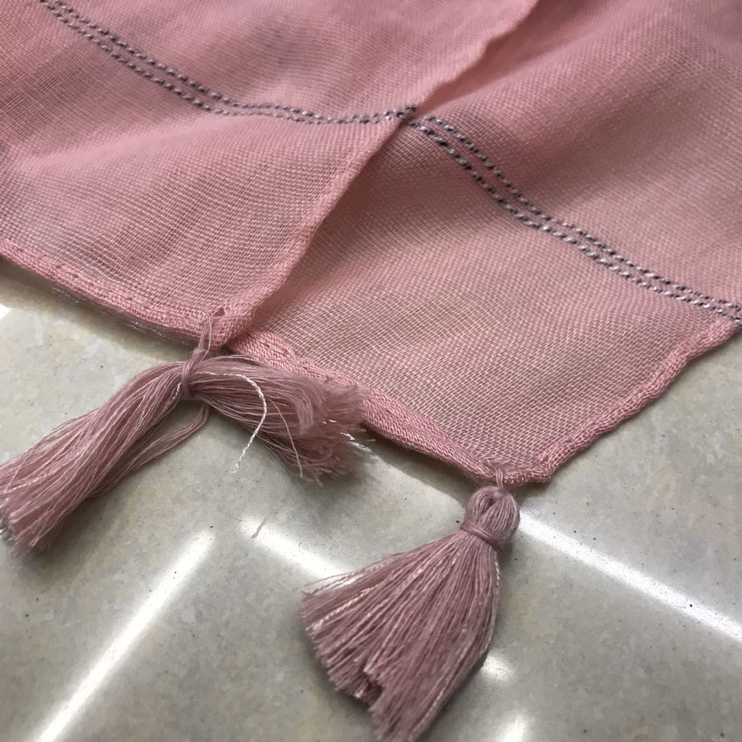 Imi Enig Spring/Fall Arabic Print Hanging Beard Pink Scarf For Women Specification drawing