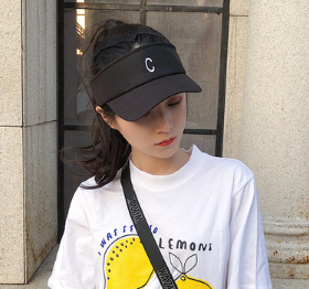 Black Small High Street Wind Letters Multi-Color Hat Female Summer Street Empty Top Sunshade Male No Top Hat