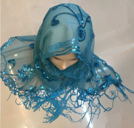 A versatile and fashionable women's headscarf with tassels, sequins and embroidered patterns details Picture