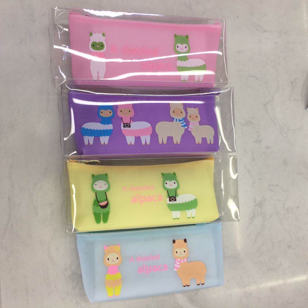 简日系硅胶笔袋简约混色拉链文具袋学生创意小清新笔袋