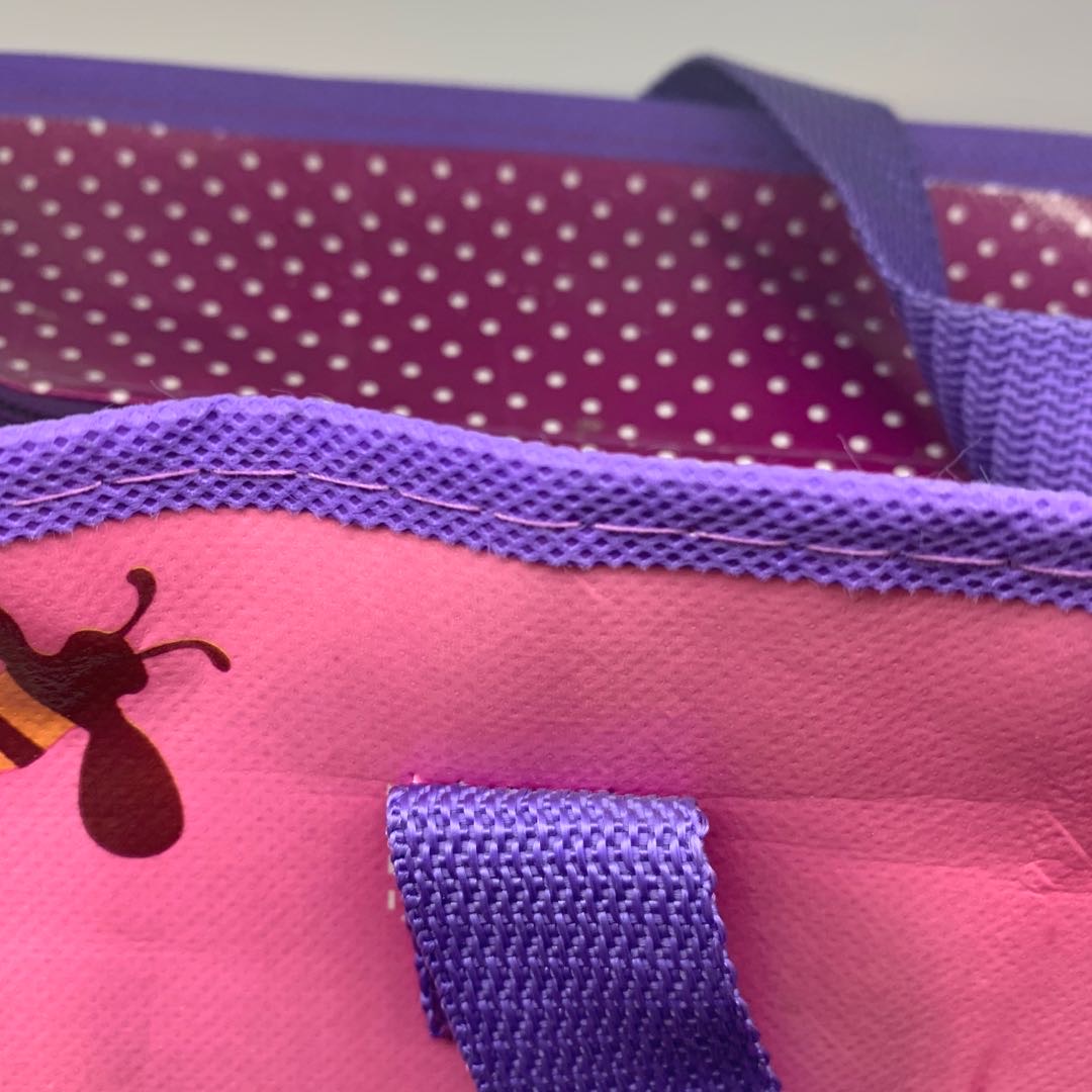 淡紫色小狗小熊多功能袋子塑料旅行包细节图