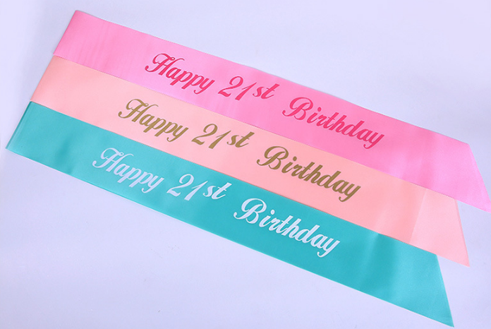 happy birthday Party Etiquette: Party girl shoulder straps available in multiple colors and customizable