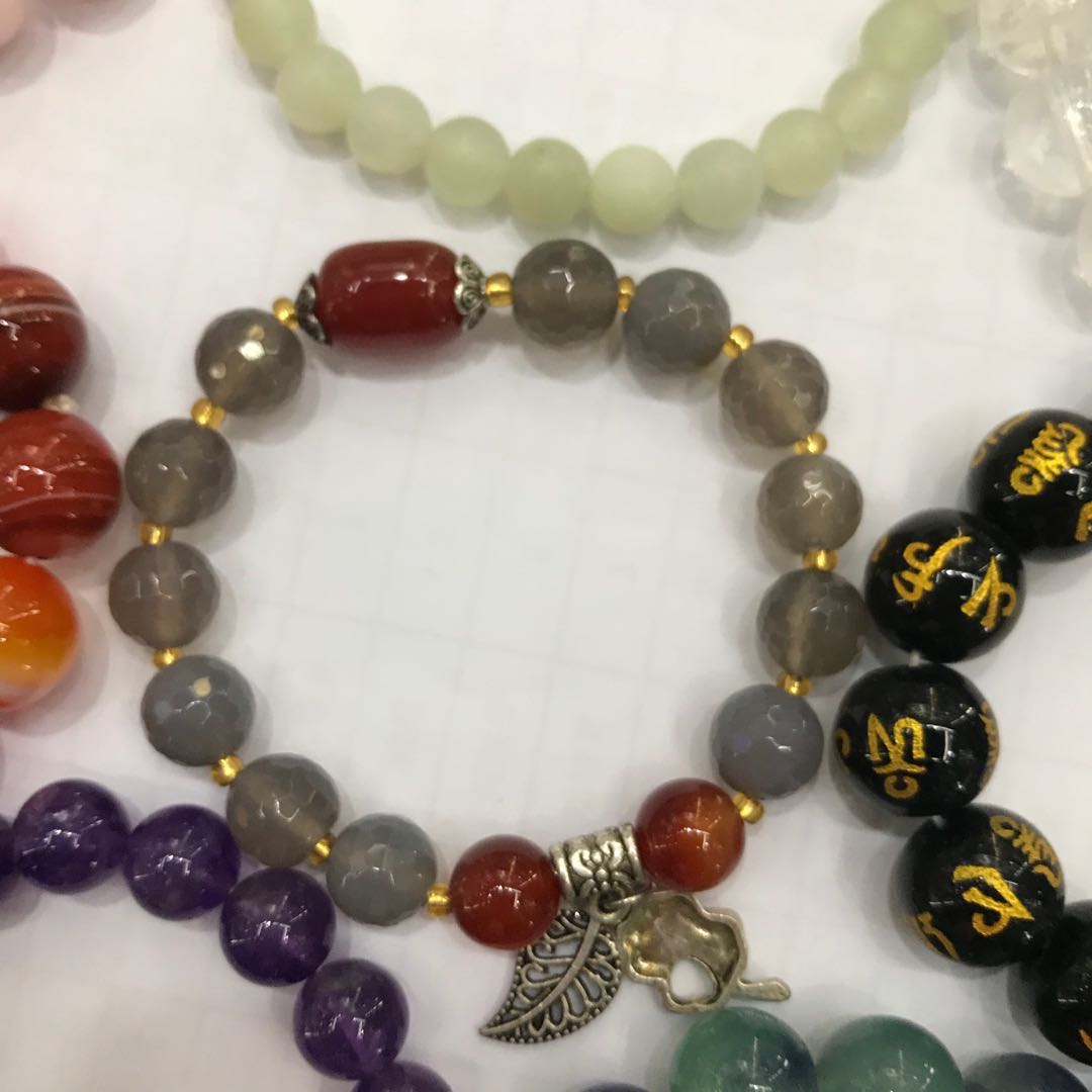 天然灰玛瑙散珠灰玉髓圆珠DIY手链手串男女