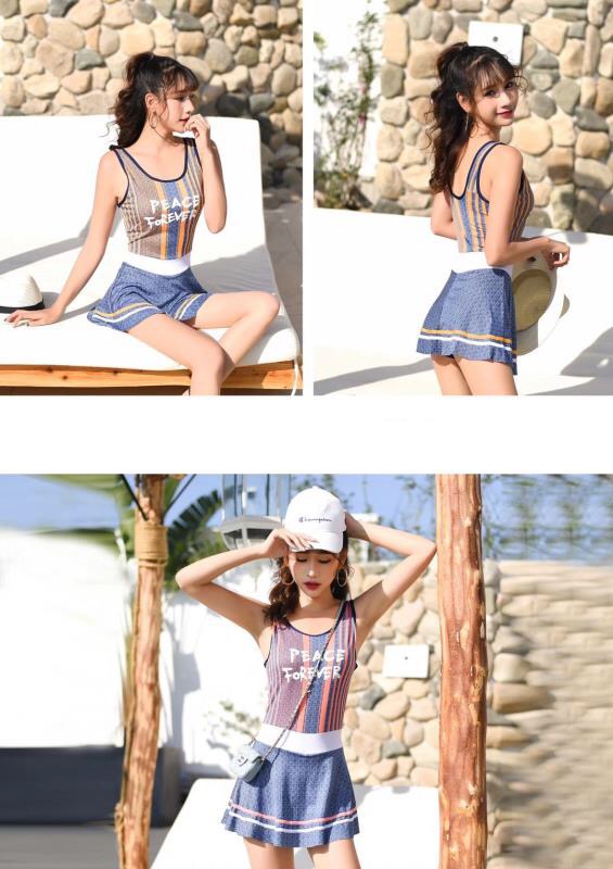 Star Ka Cheng Mei New Swimwear Women 2020 Korean Version Of Fashion Thin Sexy Small Breasts Retro Dress One-Piece Conservative Swimsuit