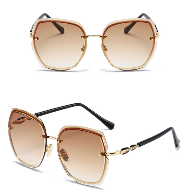 新品时尚墨镜大框多边形框太阳镜偏光镜韩版网红潮人高档彩色女士款1946