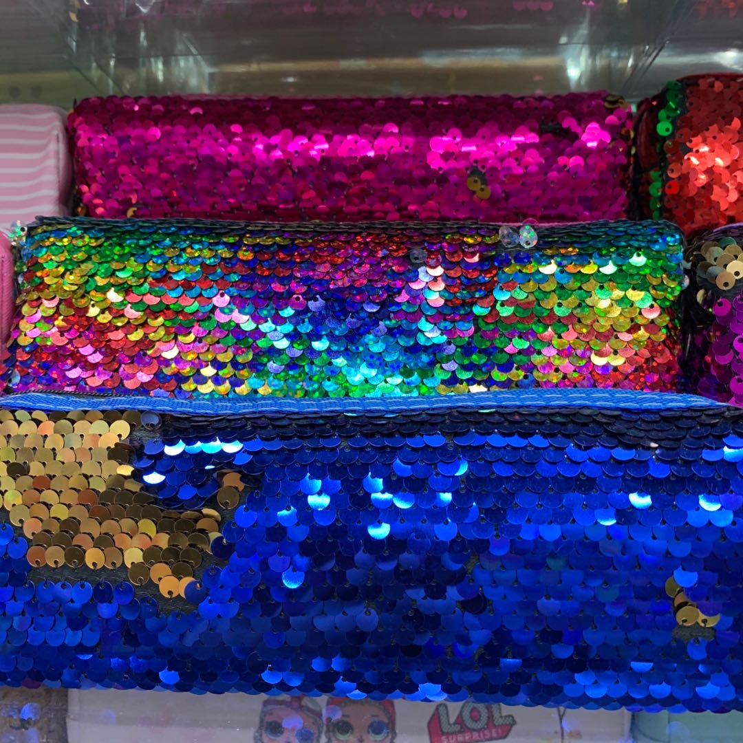 蓝色鳞光外观款笔袋文具收纳袋